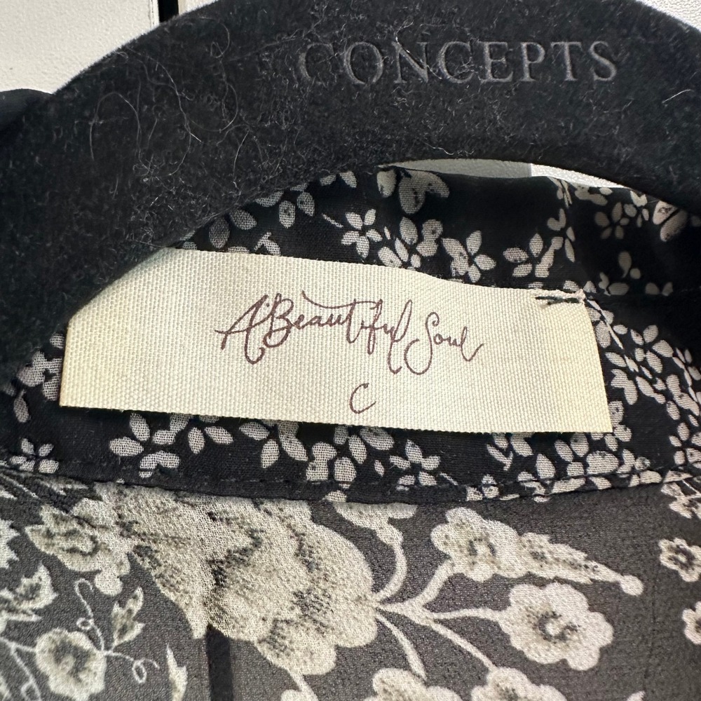 Bohemian Sheer Blouse Womens Black White Dramatic Bell Sleeve Top Ethereal Flowy - Picture 5 of 13